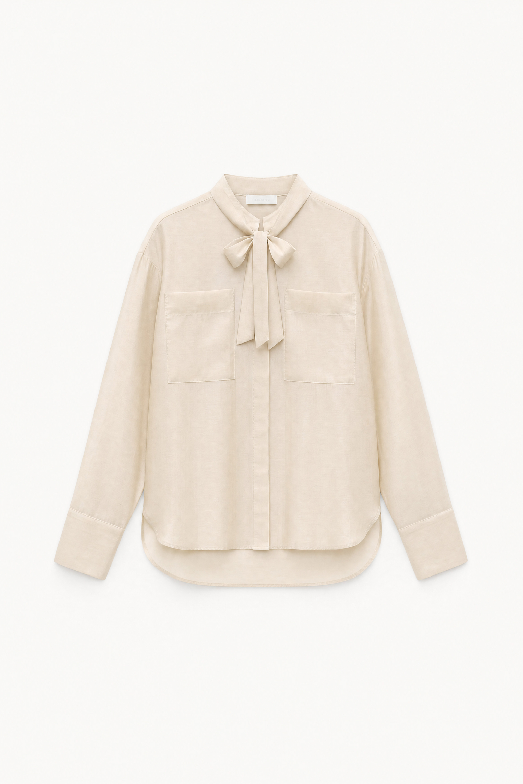 Bluse mit Stehkragen und Schleife