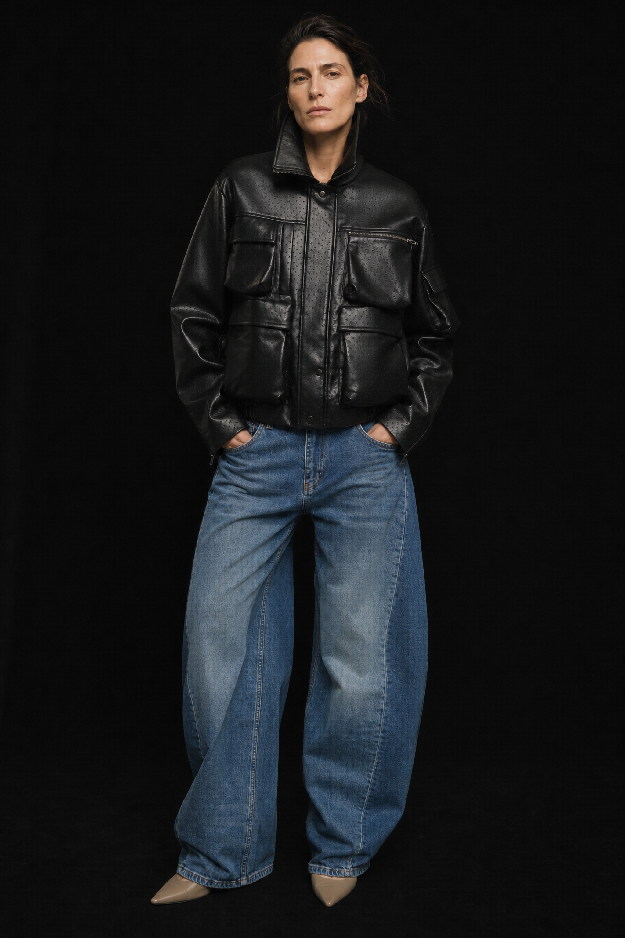 Oversize Jacke aus Kunstleder