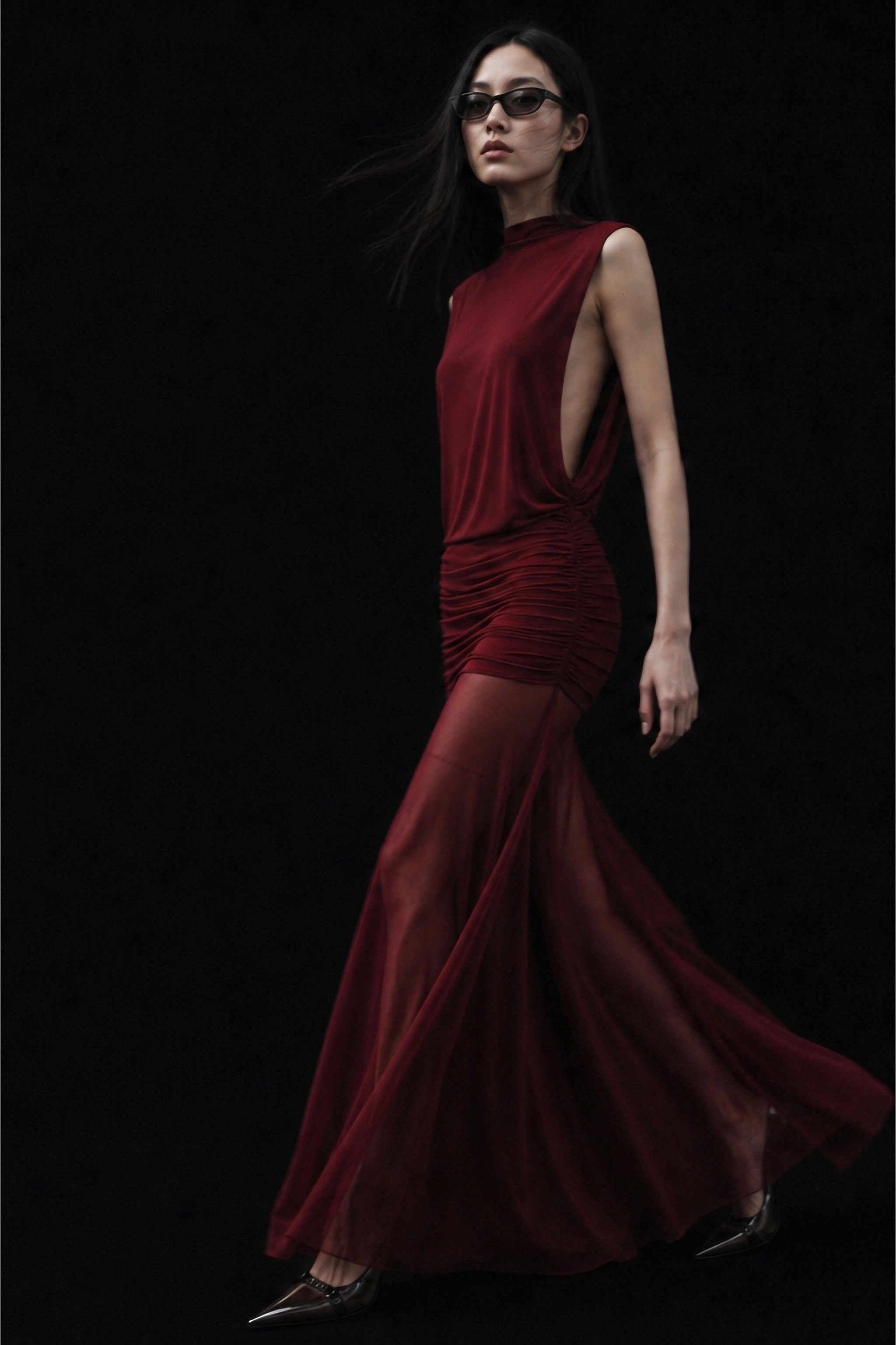 Maxikleid mit Raffungen