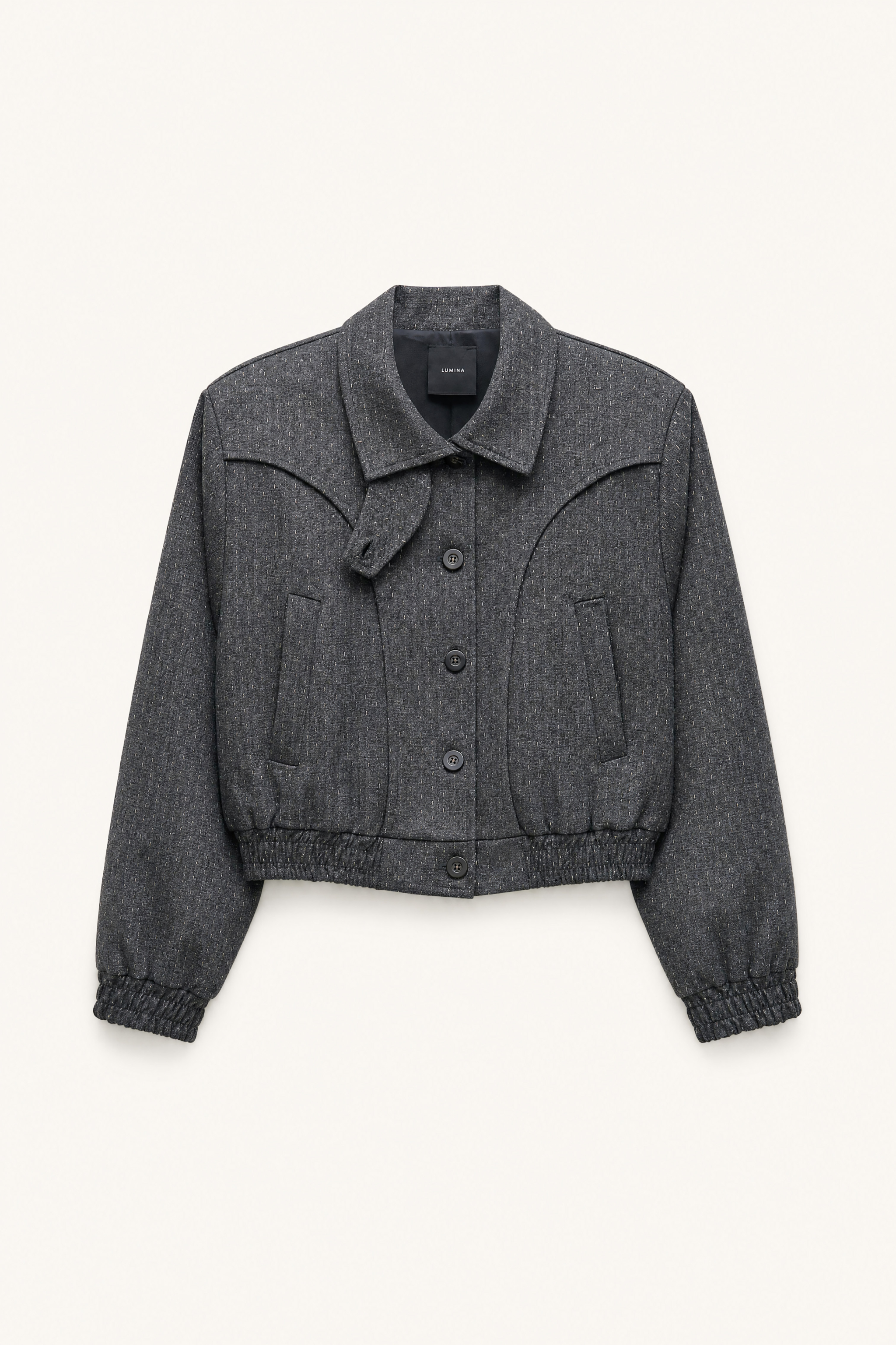 Cropped-Jacke mit Stehkragen