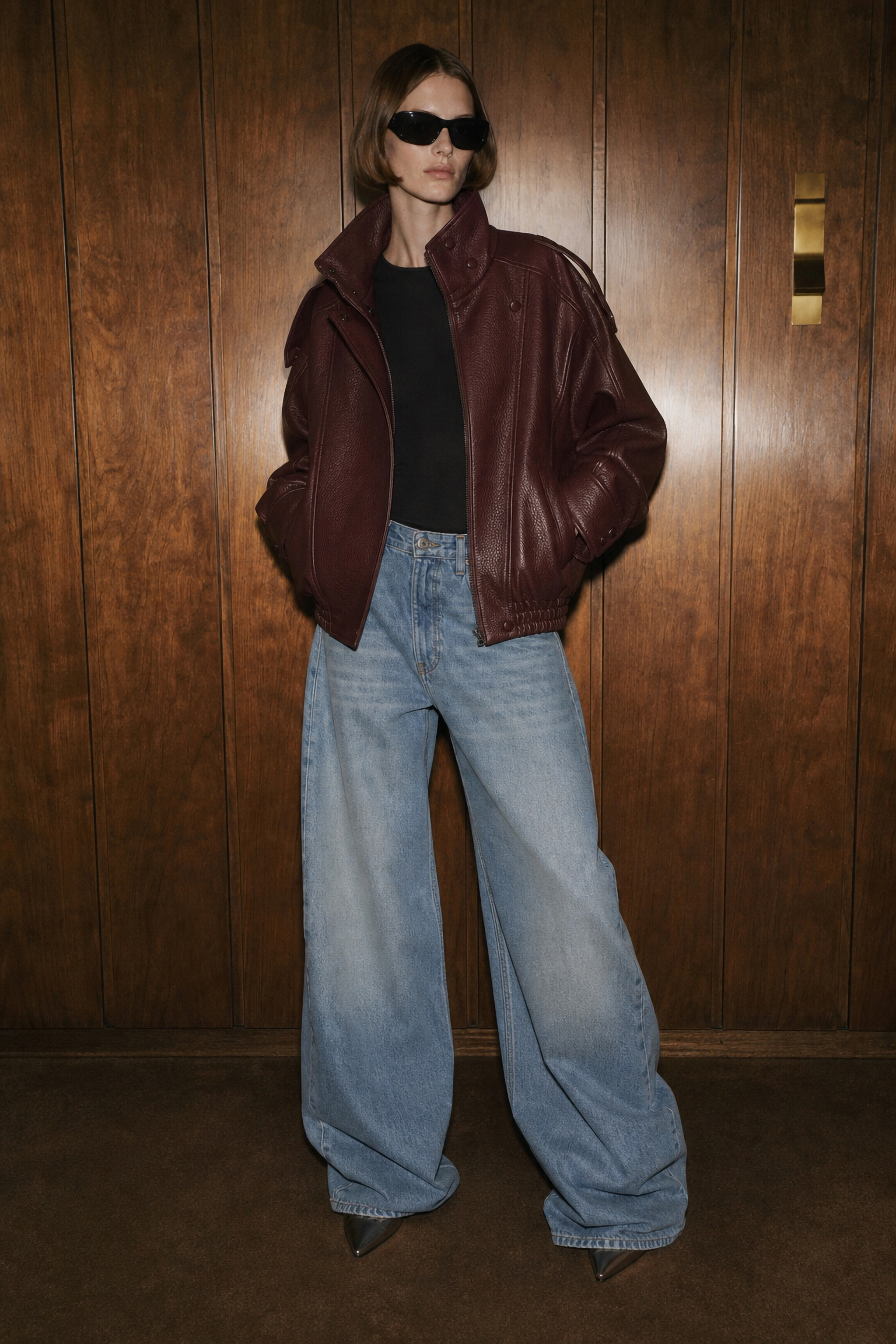 Oversize-Jacke aus Kunstleder
