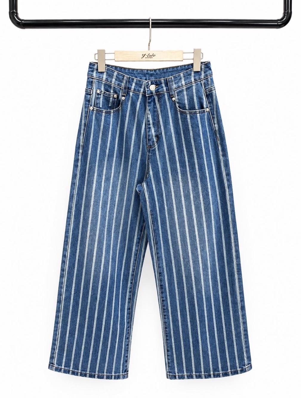 Jeans mit Streifen und hohem Bund