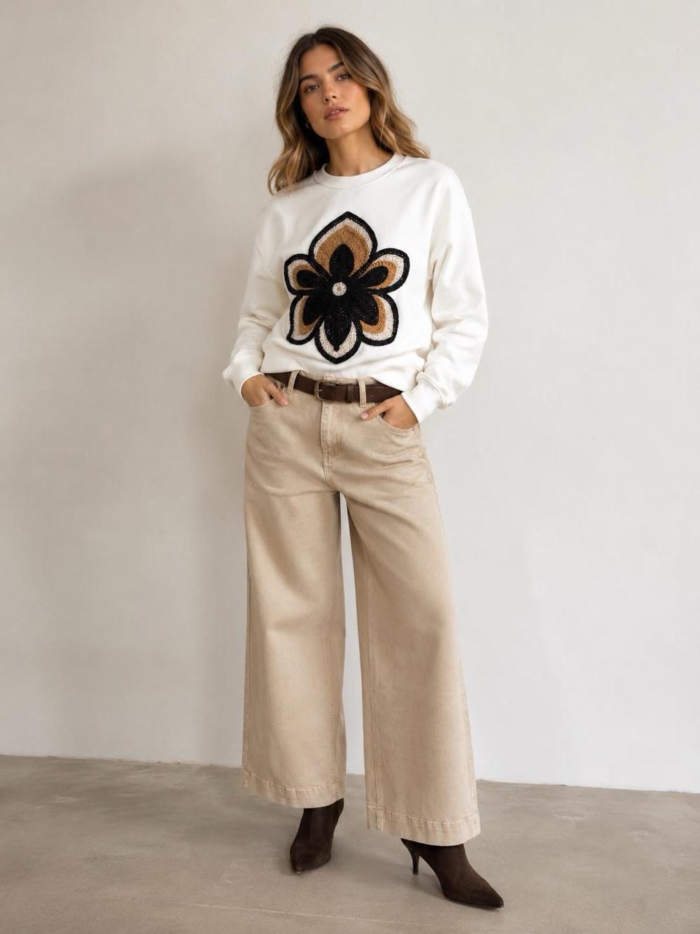 Sweatshirt mit Blumenstickerei