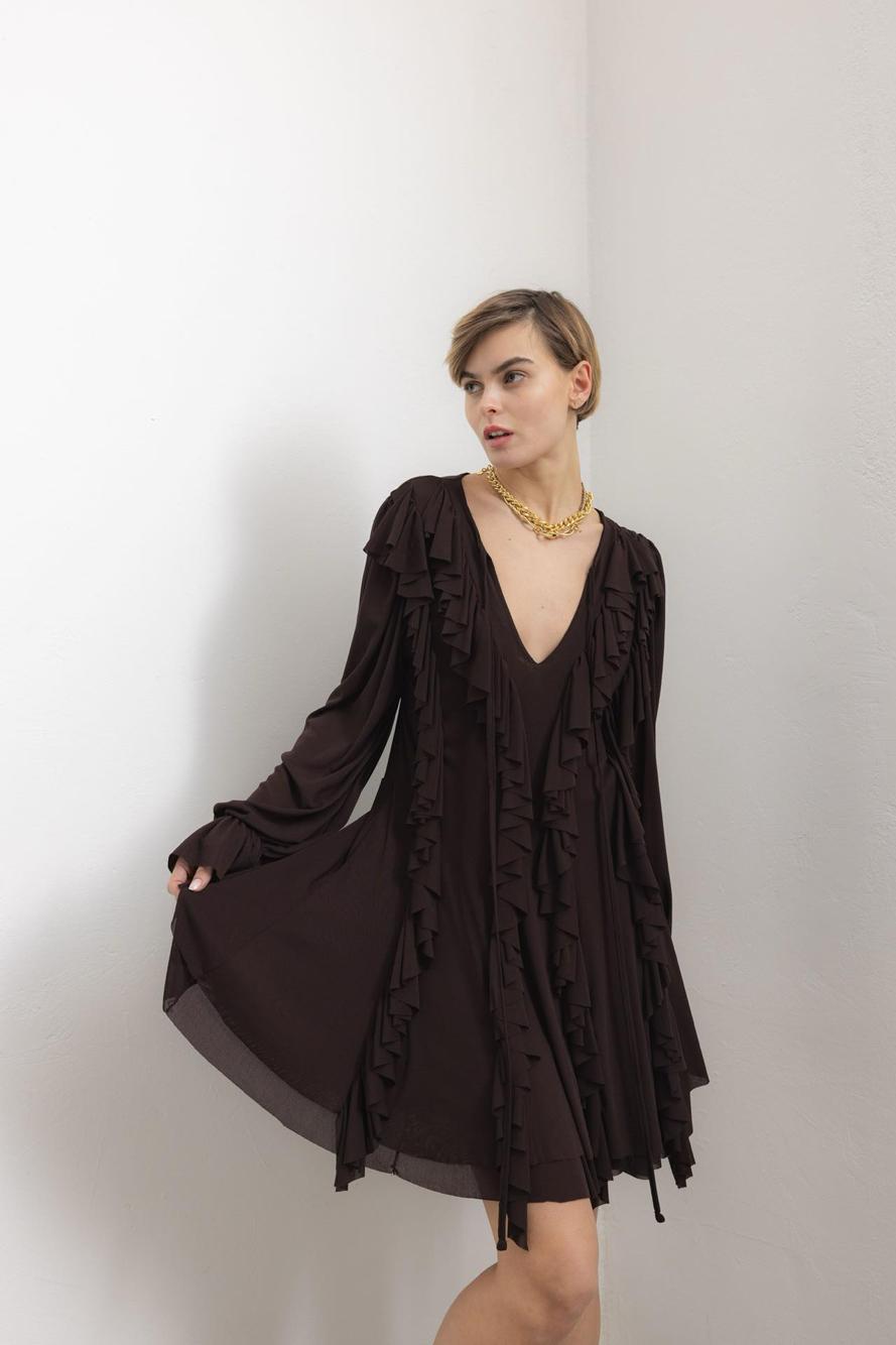 Trapez-Kurzkleid mit Volants