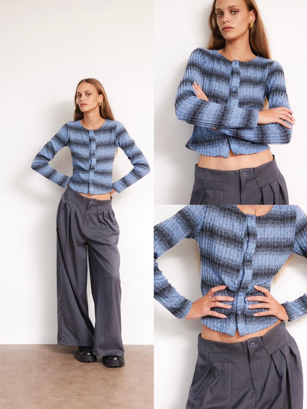 Kurz geschnittener Cardigan mit Streifen